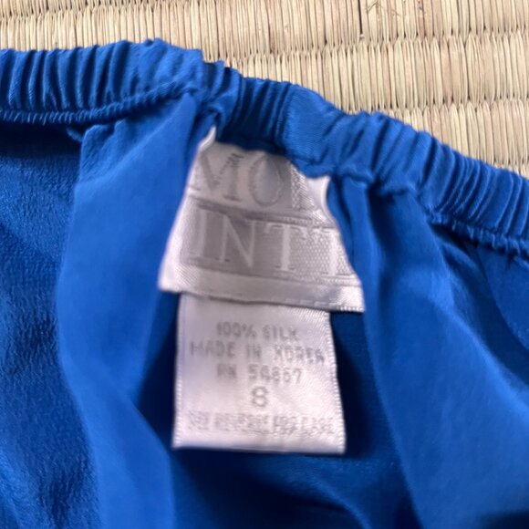 💙 Vintage 100% Silk Off-Shoulder Crop Top - Royal Blue (Size S) - Picture 2 of 3